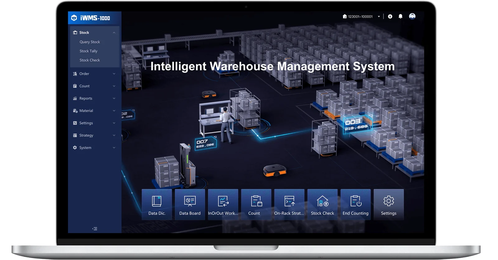 iWMS-1000 Intelligent Warehouse Management System interface